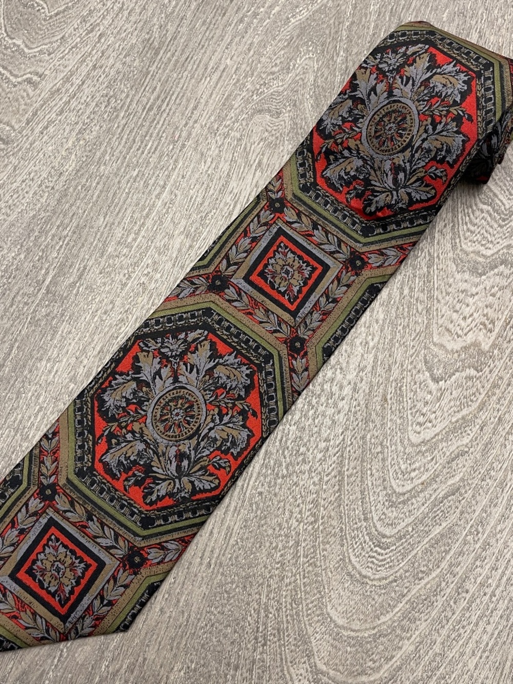 Marek Men's Neck Tie Pure Italian Silk Floral Geometric Pattern